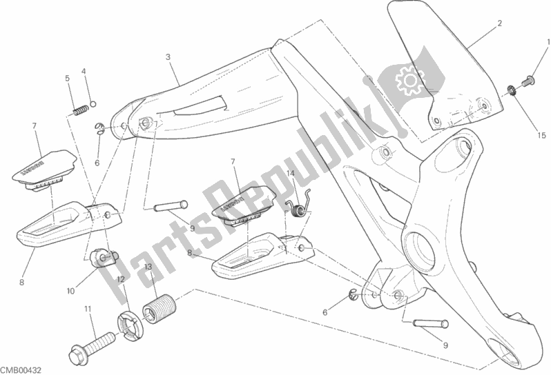 Tutte le parti per il Poggiapiedi, Giusto del Ducati Monster 821 Stripes USA 2015